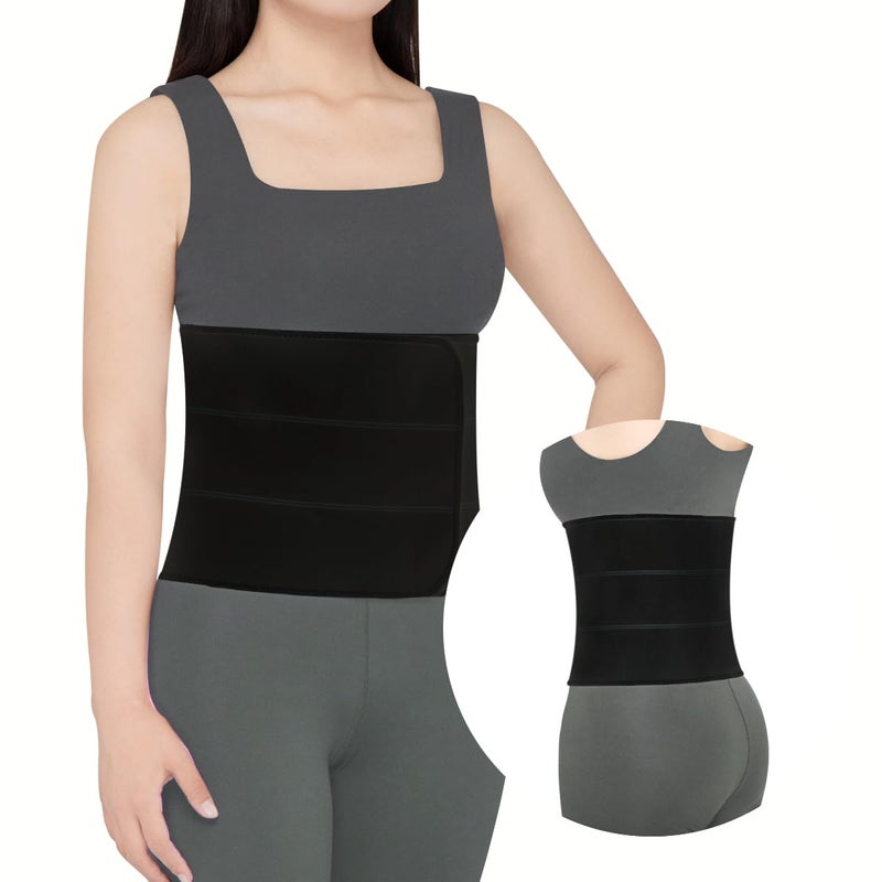 Abdominal Binder Post Surgery Compression Support Stomach Wrap Belly Band for Hernia Tummy Tuck Soft Latexfree Breathable 45 60 3 Panel 9 Black